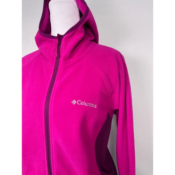 Columbia Fuchsia Pink Full Zip Fleece Hoodie Women’s Size XL - Picture 2 of 12
